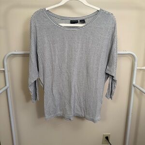 Rachel Zoe Blueish Gray Ribbed 3/4 Sleeve Blouse